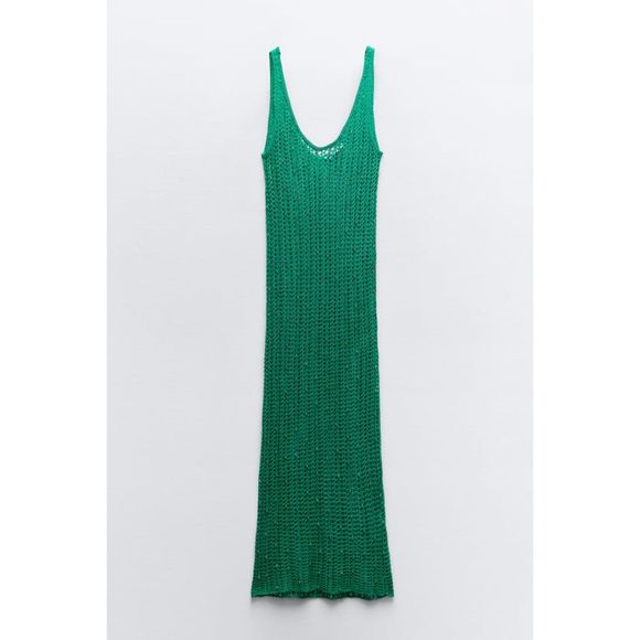 ZARA BEADED CROCHET MESH DRESS - Picture 8 of 10